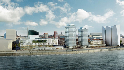 Neubauwohnungen und ein Einkaufszentrum im Übersee-Quartier der HafenCity