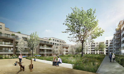 Mitten im Gallus mit zahlreichen Grünflächen: Neubauprojekt "GWH alea - Das Quartier im Gallus"