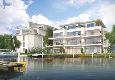 Wohnen direkt am Wasser mit eigenem Bottsanleger: Marina Quartier.