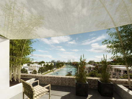 Blick auf den Main im Neubauprojekt LUV & LEE in Offenbach. Foto: Mattheußer Immobilien