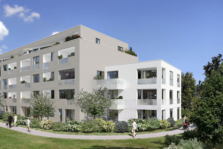 Moderne Architektur: Neubauprojekt "LEBENSRAUM Bogenhausen". Visualisierung: CONCEPT BAU