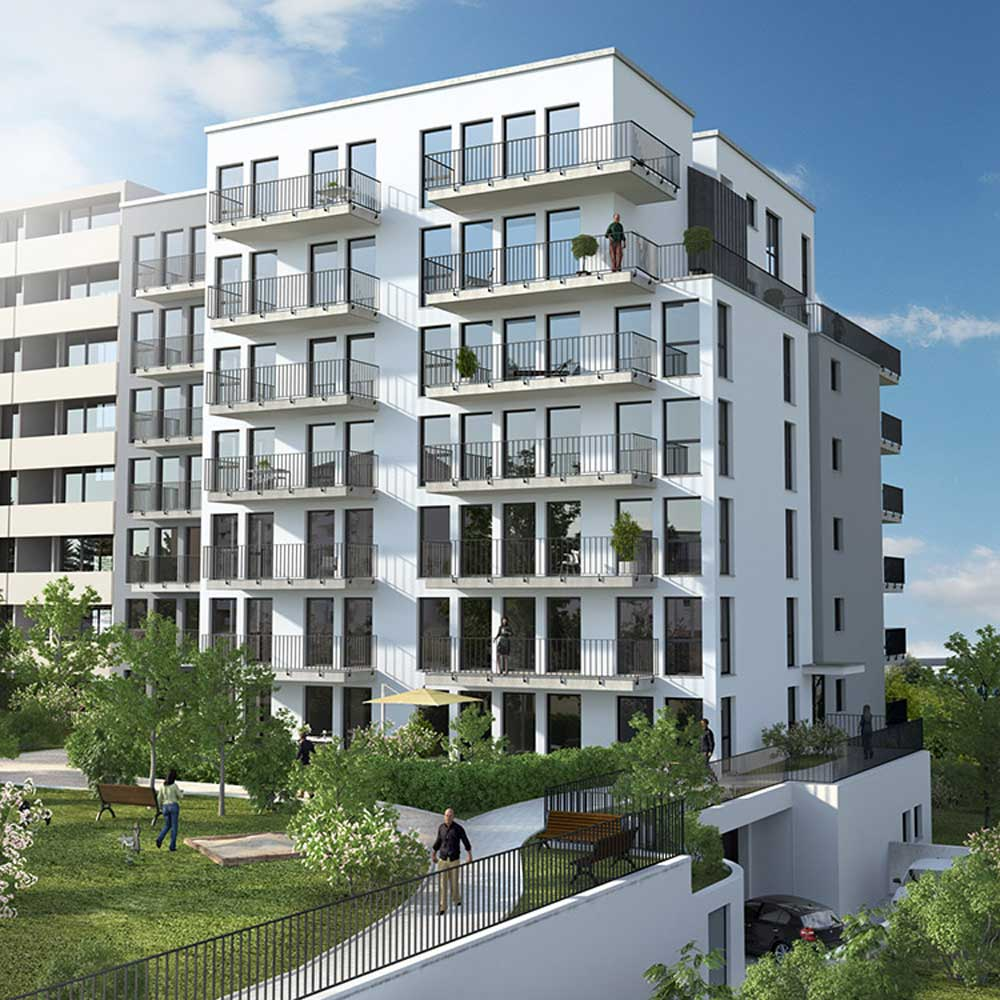 Hochwertige Eigentumswohnungen im Neubauprojekt Amadeus-twentyfive in Frankfurt-Oberrad. Bild: AMADEUS Group