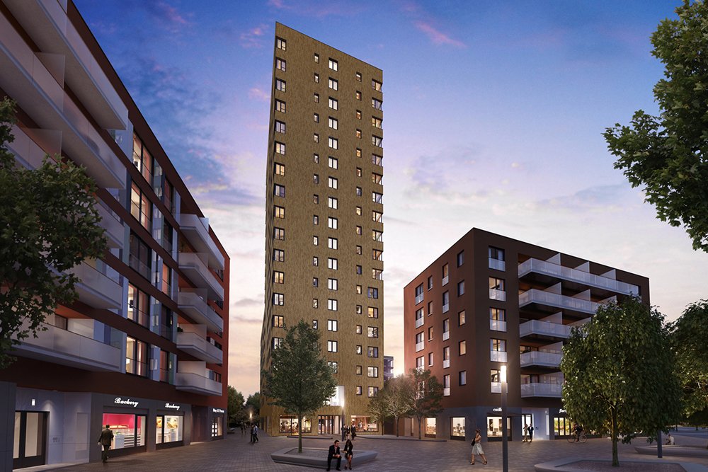 18 Etagen soll der "Fritz Tower" in Berlin-Mitte nach der Fertigstellung besitzen (Foto: Jones Lang LaSalle Residential Development GmbH).