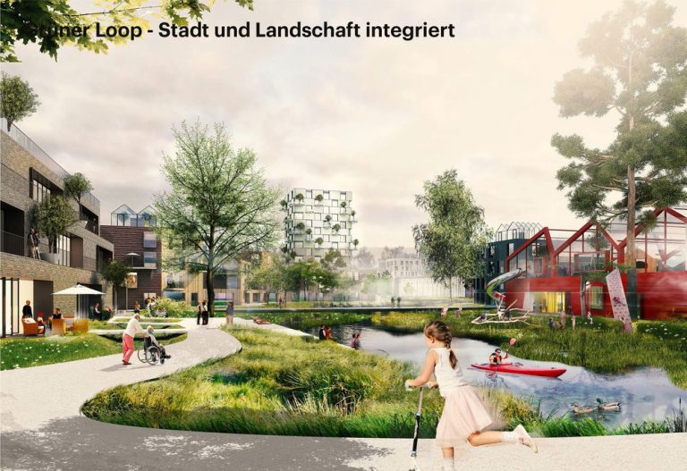 Der grüne Loop verbindet in dem entstehenden Oberbillwerder die Stadt mit den Wassergräben der Landschaft.