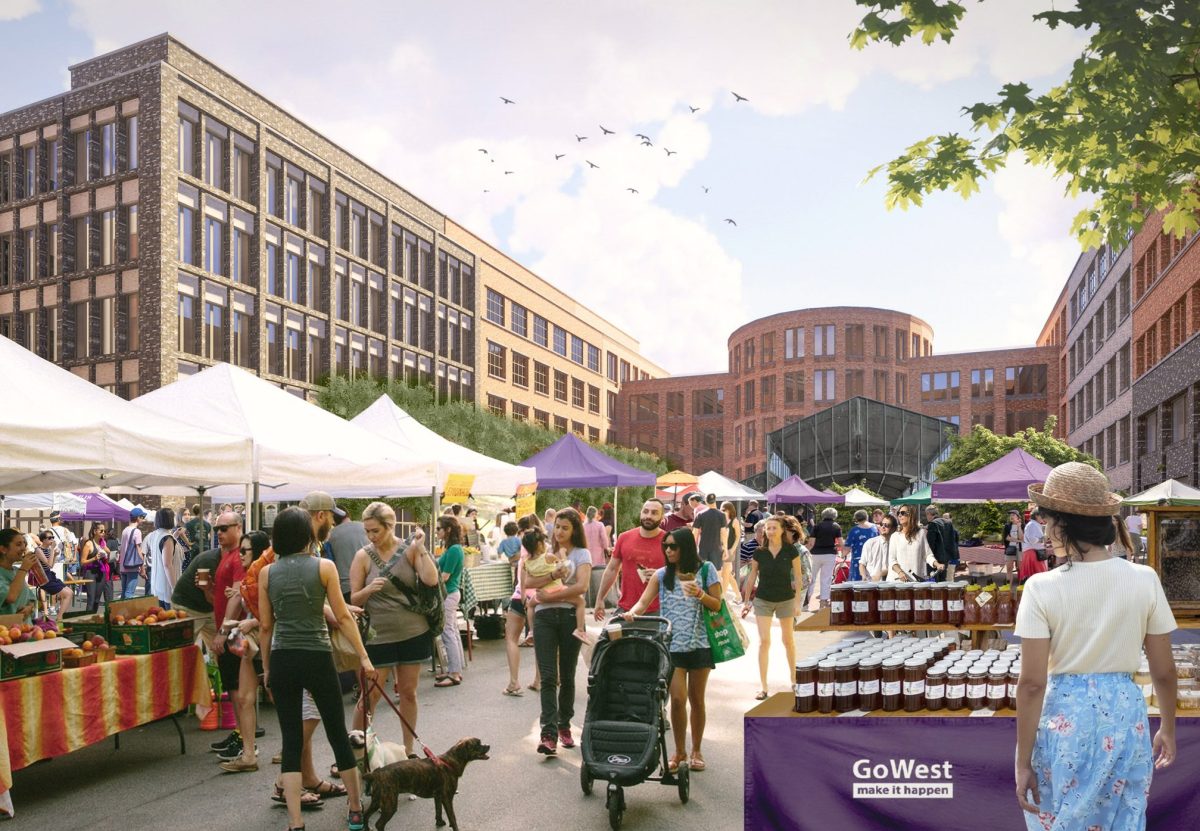 Auf dem Campus-Platz des „GoWest“ sollen zum Beispiel Märkte stattfinden (Bild: Christoph Kohl Stadtplaner Architekten GmbH).