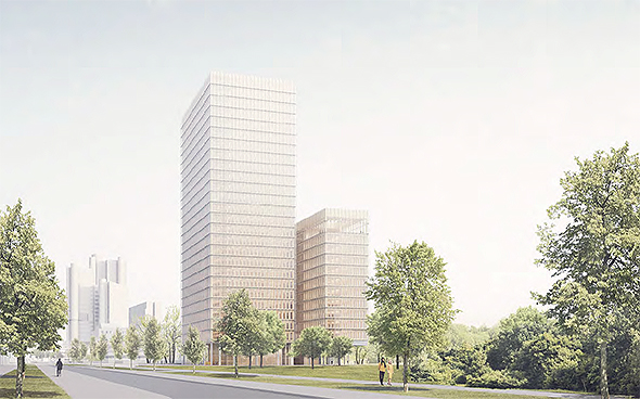 Hochhaus-Ensemble in Holzhybridbauweise: neue Zentrale der Bayerischen Versorgungskammer