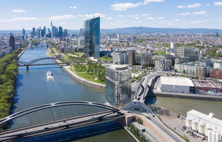 Blick auf das Hafenpark Quartier