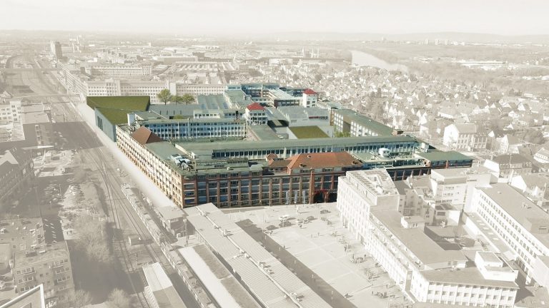 Visualisierung des Motorworld Quartiers in Rüsselsheim