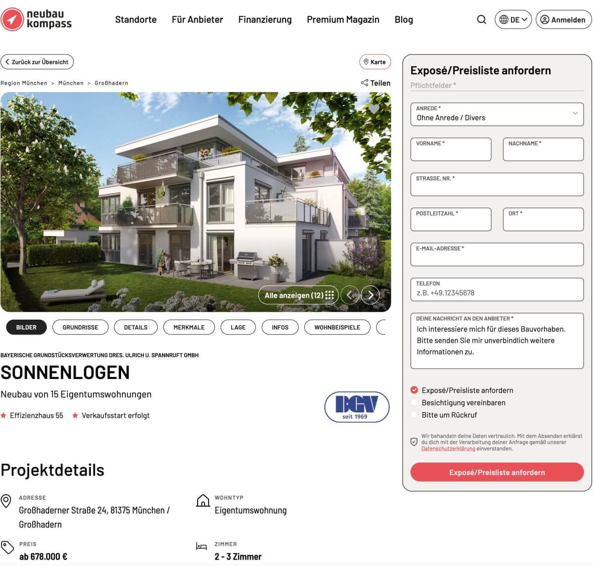 neubau kompass Projektseite