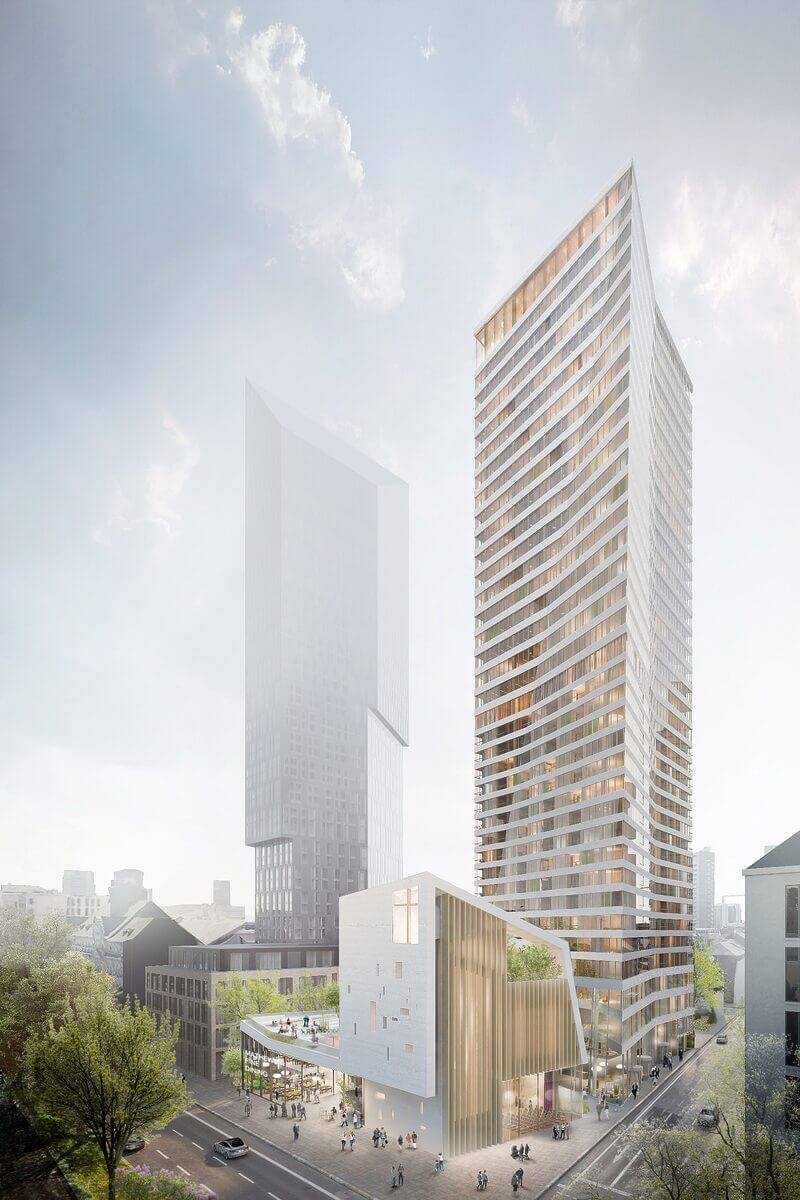 Das künftige Matthäus-Areal in Frankfurt wird aus einer neu gebauten Kirche sowie einem 130 Meter hohen Büro- und Wohnturm inkl. Sondernutzung, dem Matthäus Hochhaus Frankfurt.  © Meixner Schlüter Wendt