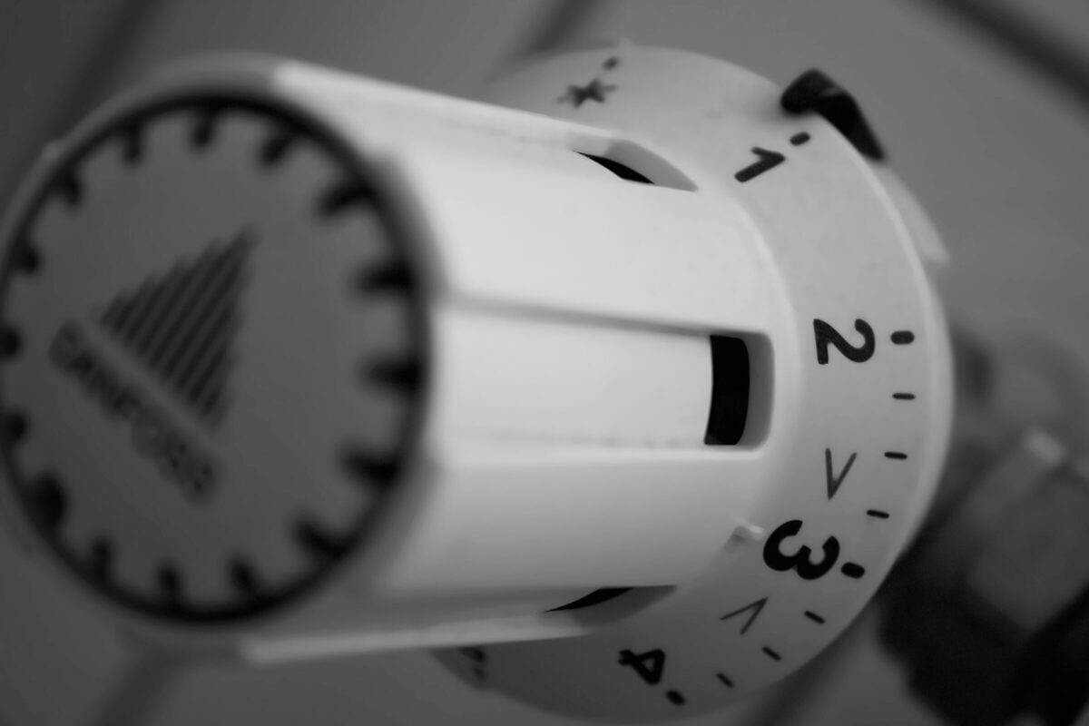 Heizungsventil auf niedrigster Stufe.