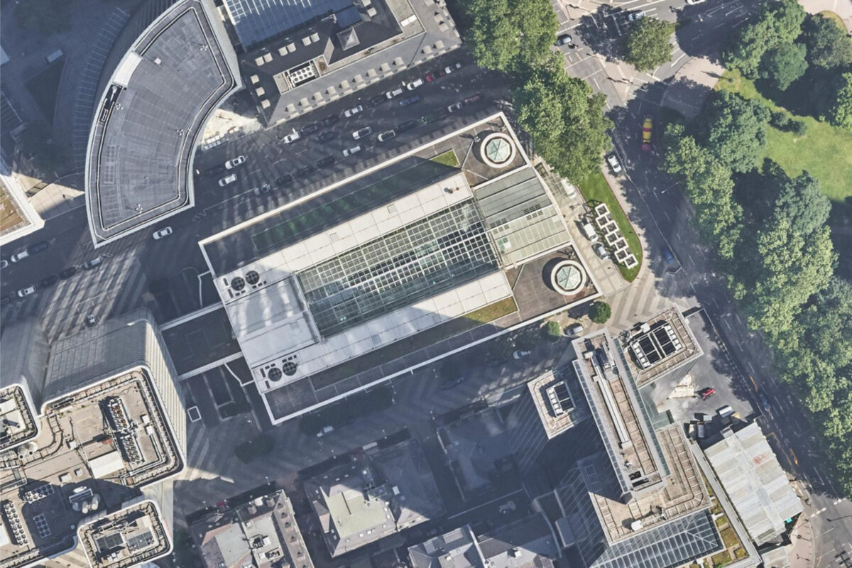 Luftbild der Gallusanlage 8 in Frankfurt
